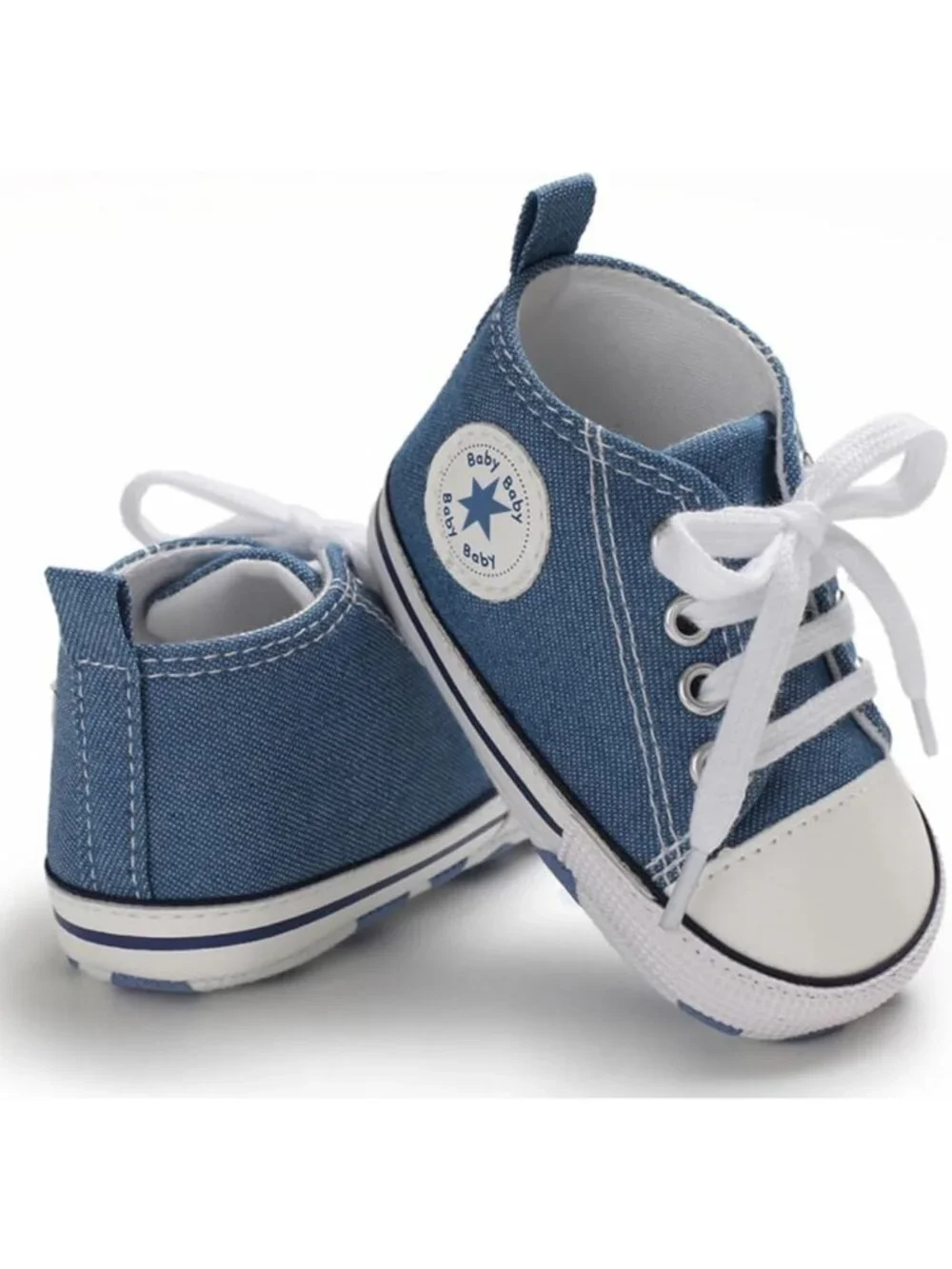 Unisex Baby High-Top Canvas Sneakers, Anti-Slip Soft Sole, Breathable First